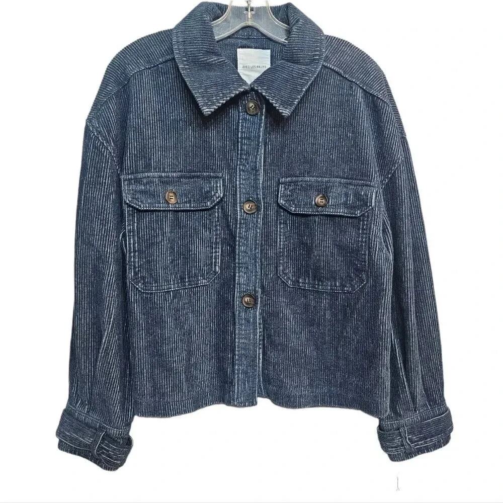 Avec Les Fille Corduroy Shacket Size Medium Blue NWT